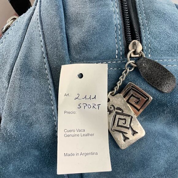 NWT Prago Blue Leather Crossbody Bag - Picture 7 of 7